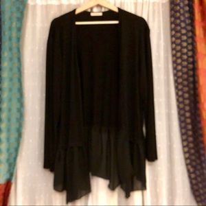 Pebble and Stone Cardi with Sheer Ruffle 2X EUC